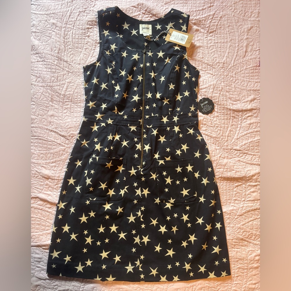 JOANIE CLOTHING Navy/Gold Starry Dress US 8/UK 12 NWT